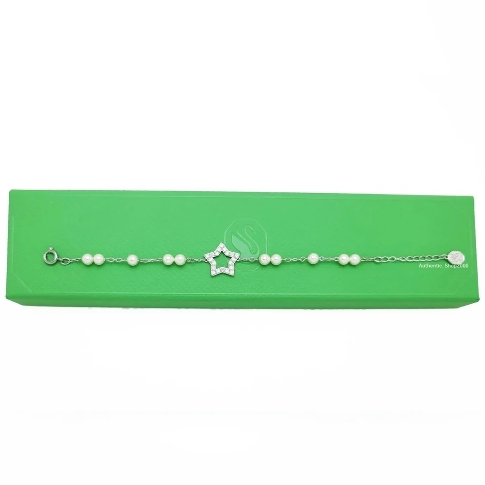 2X HP. Swarovski Stella Star Crystal Faux Pearls & Rhodium-Plated Bracelet - Picture 5 of 7